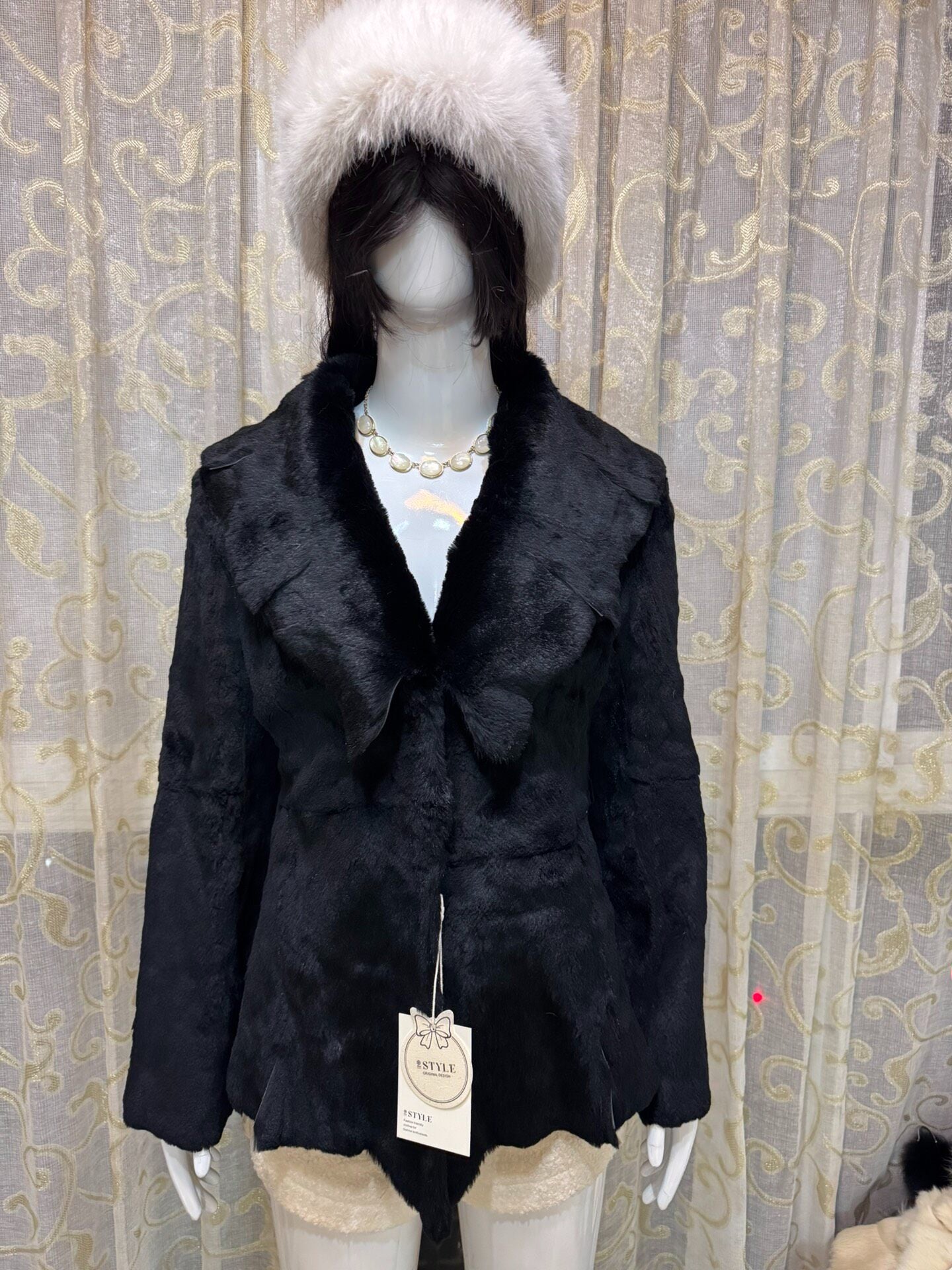 Vintage Black Genuine Fur Coat