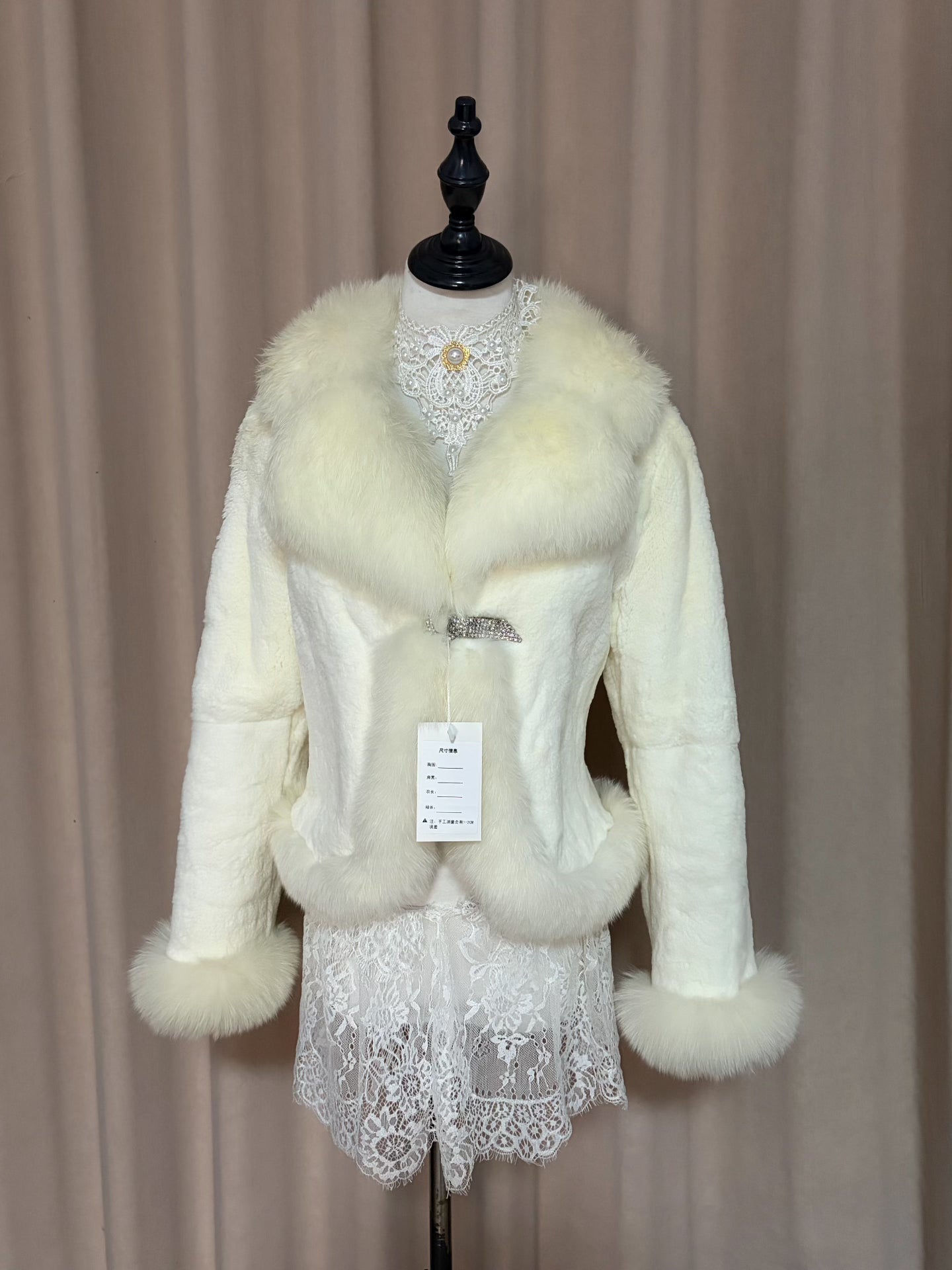 Vintage white genuine fur coat