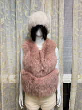 Vintage pinkish-purple genuine fur vest
