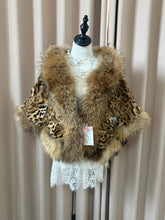 Vintage leopard-print genuine fur cape/coat
