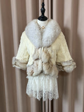 Vintage cream genuine fur shawl coat