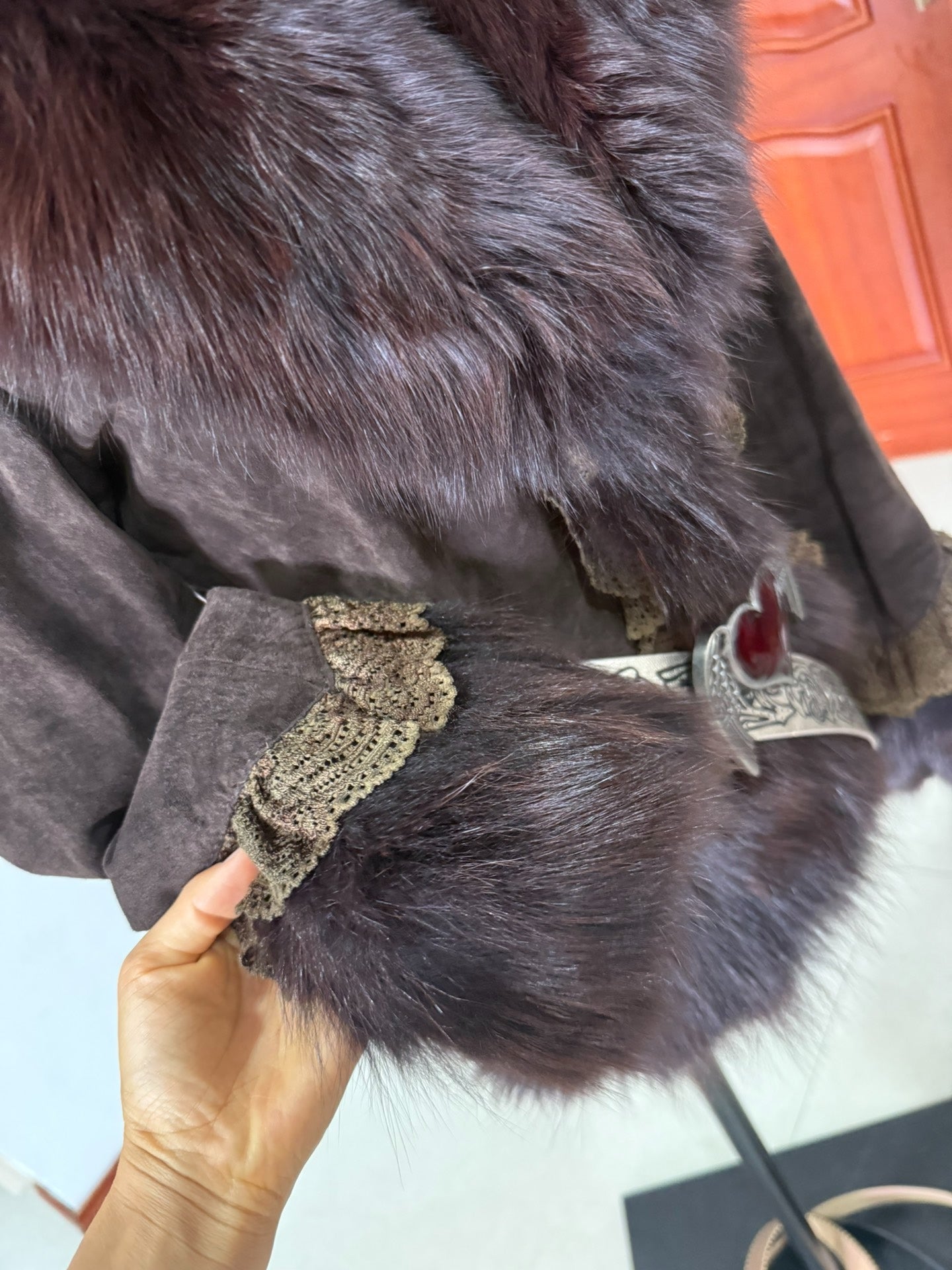 Vintage brown genuine fur coat