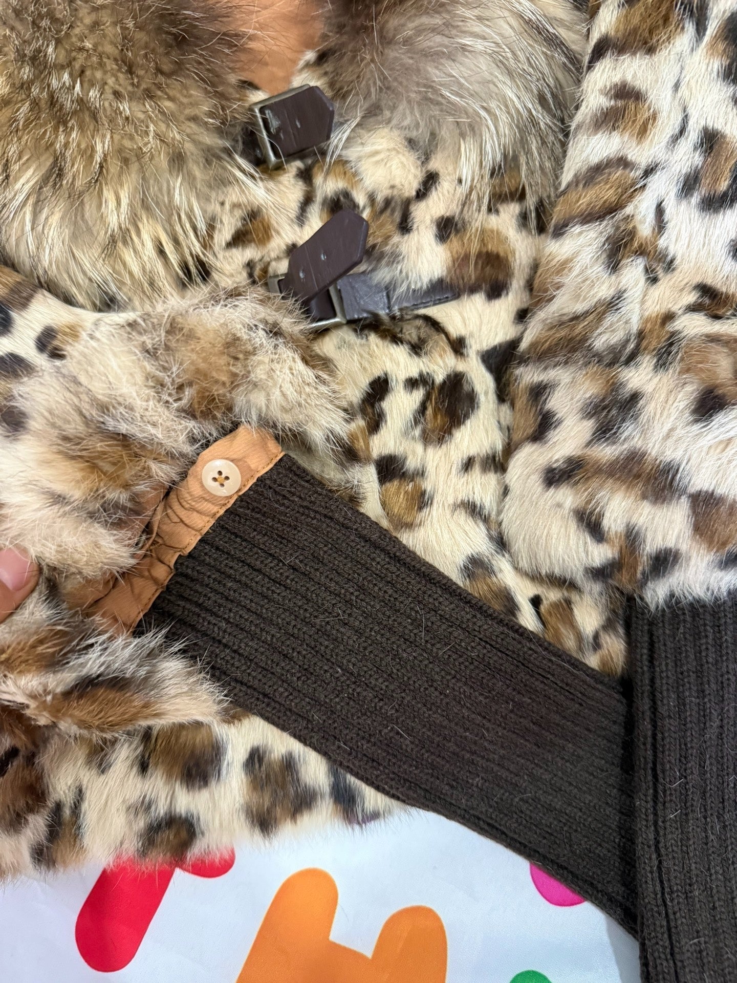 Vintage leopard-print rabbit fur coat