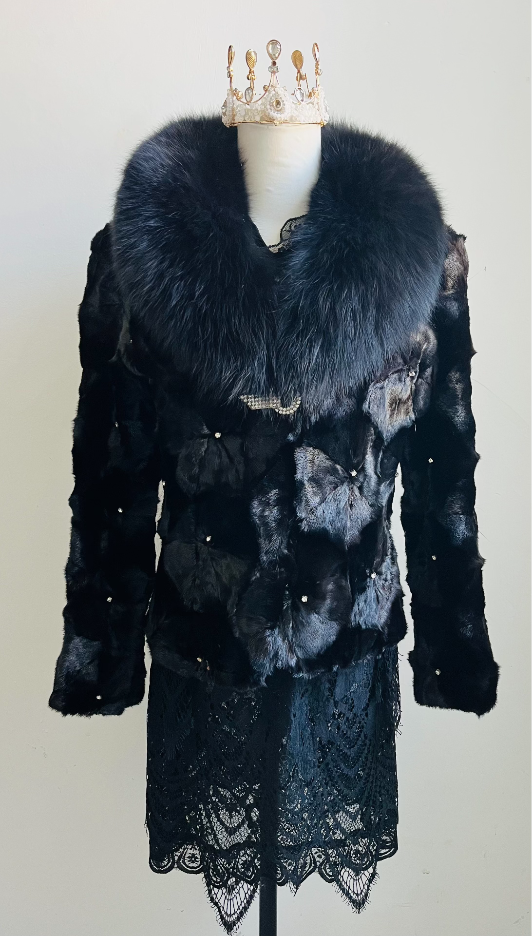 Vintage Black Genuine Fur Coat