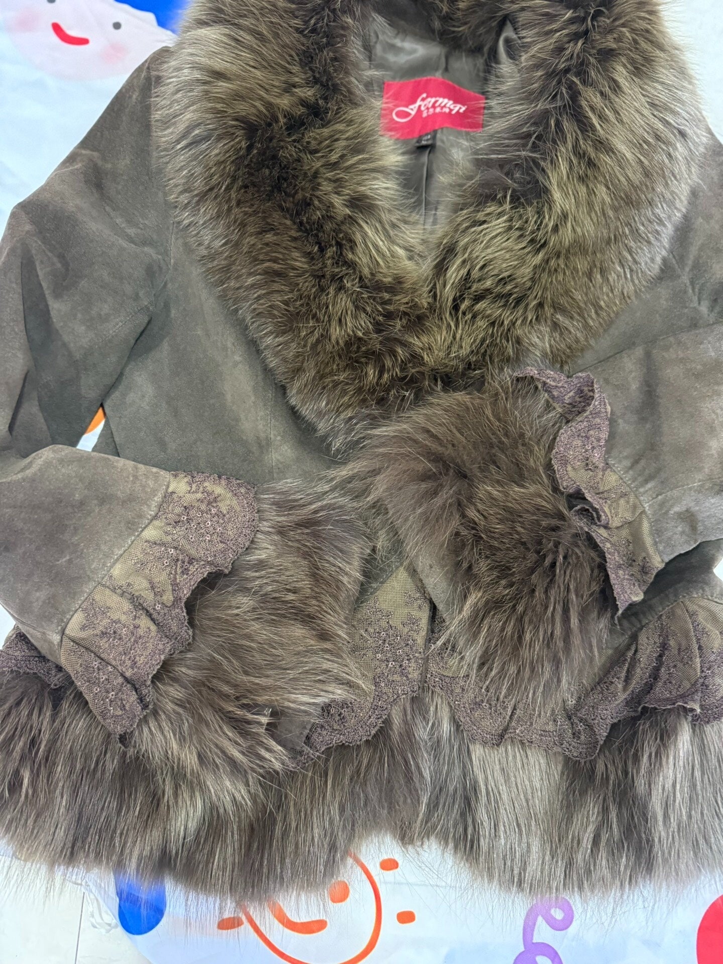 Vintage fur coat with fox fur collar