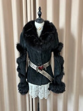 Vintage black real fur coat