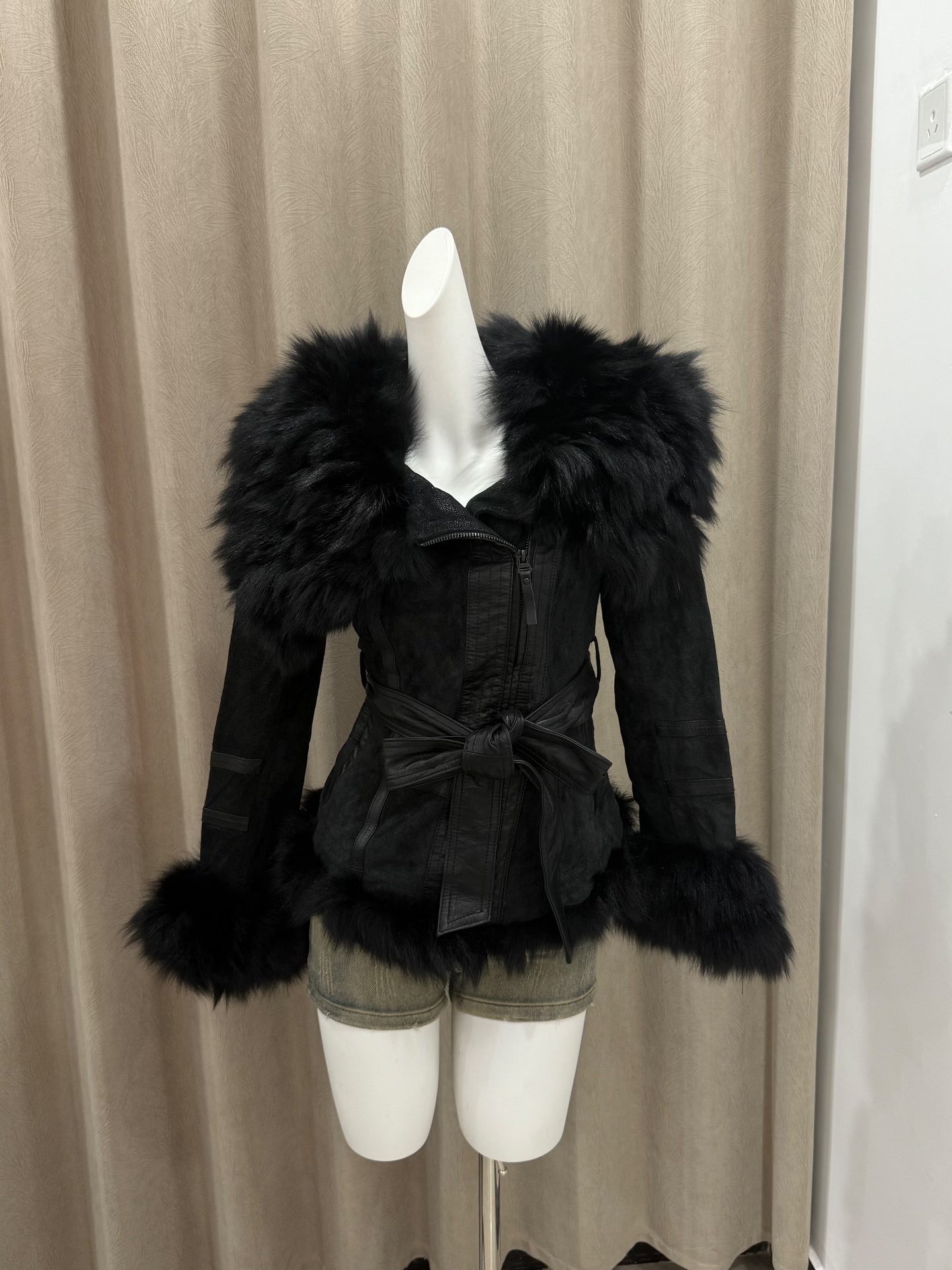 Vintage black genuine fur coat