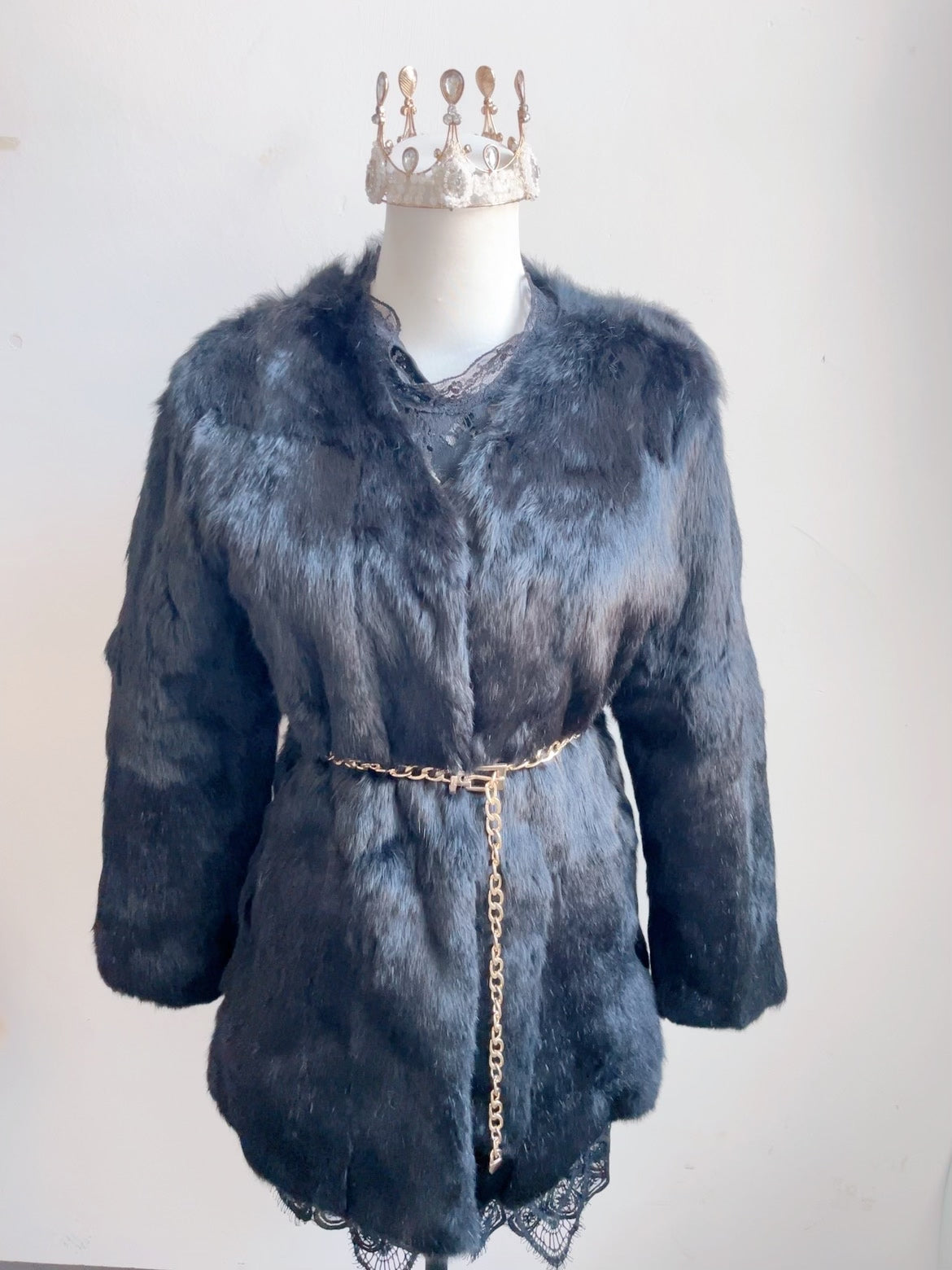 Vintage Black Genuine Fur Coat