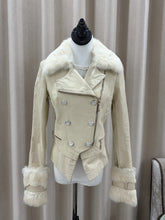 Vintage creamy-white genuine leather jacket