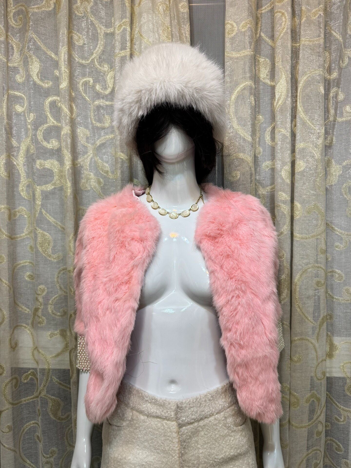Vintage Pink Genuine Fur Coat