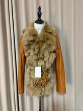 Vintage caramel-colored genuine fur and leather coat