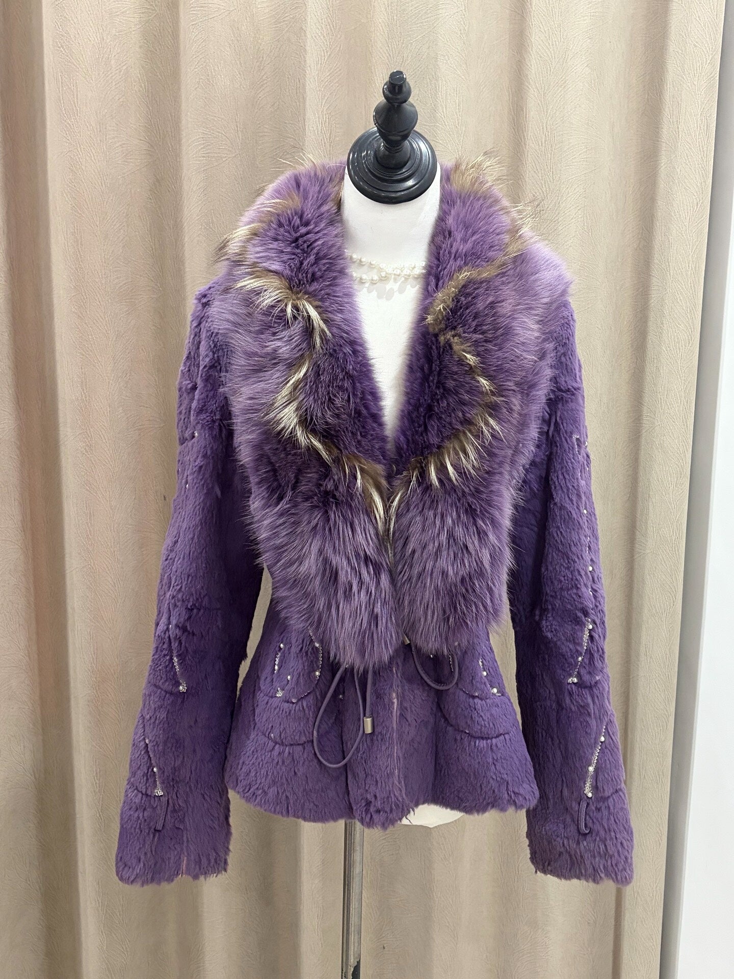 Vintage purple genuine fur coat