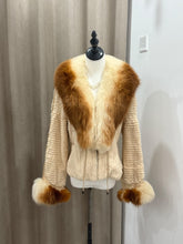 Vintage creamy-white genuine fur coat