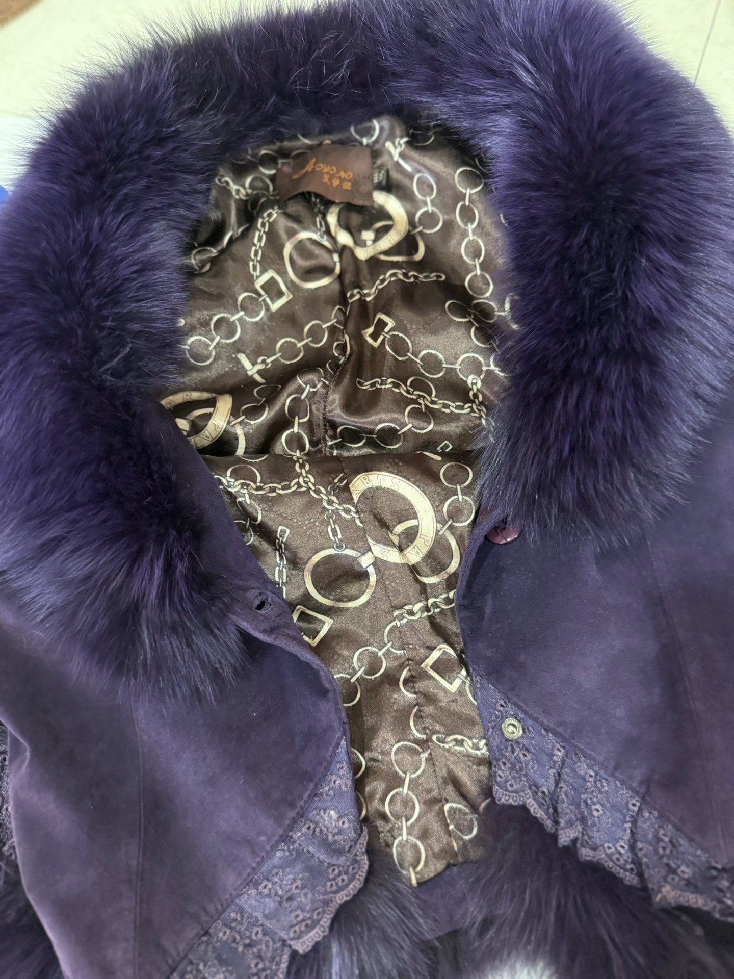 Vintage purple genuine fur coat