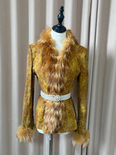 Vintage imported printed genuine leather and fur coat