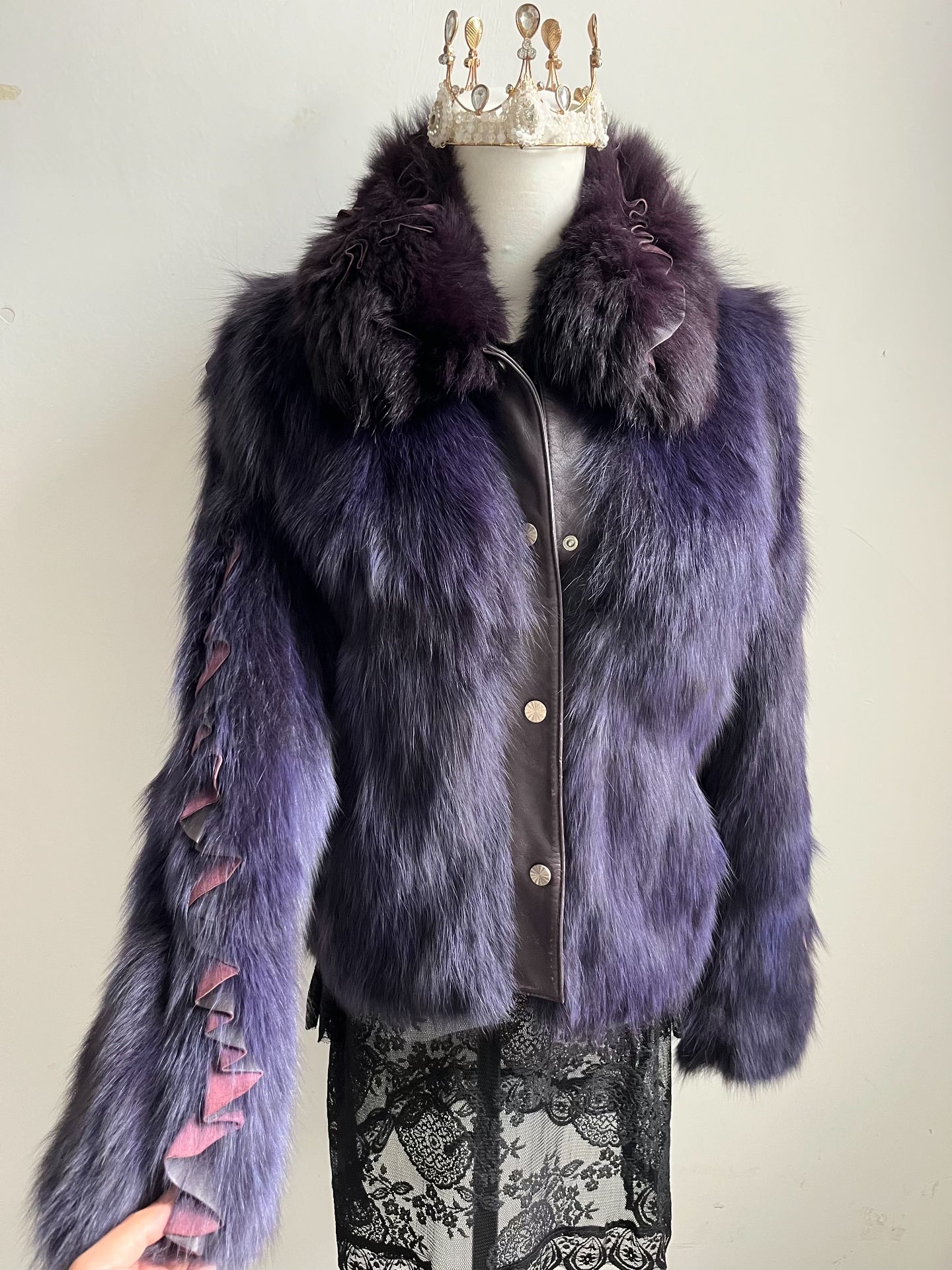 Vintage Purple Genuine Fur Coat