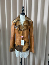Vintage shearling and leather coat with mink fur collar