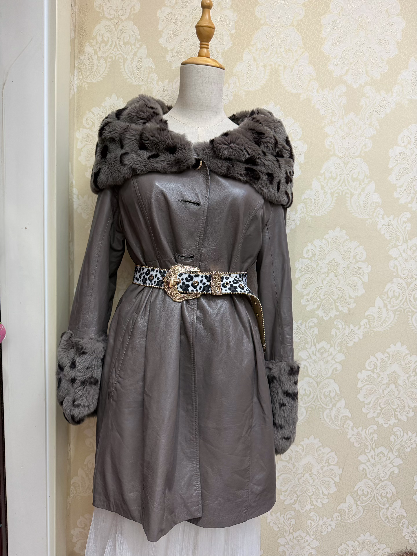 Vintage Grey Genuine Fur Coat