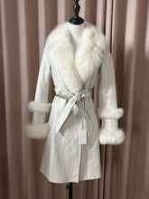 Vintage white genuine fur and leather coat
