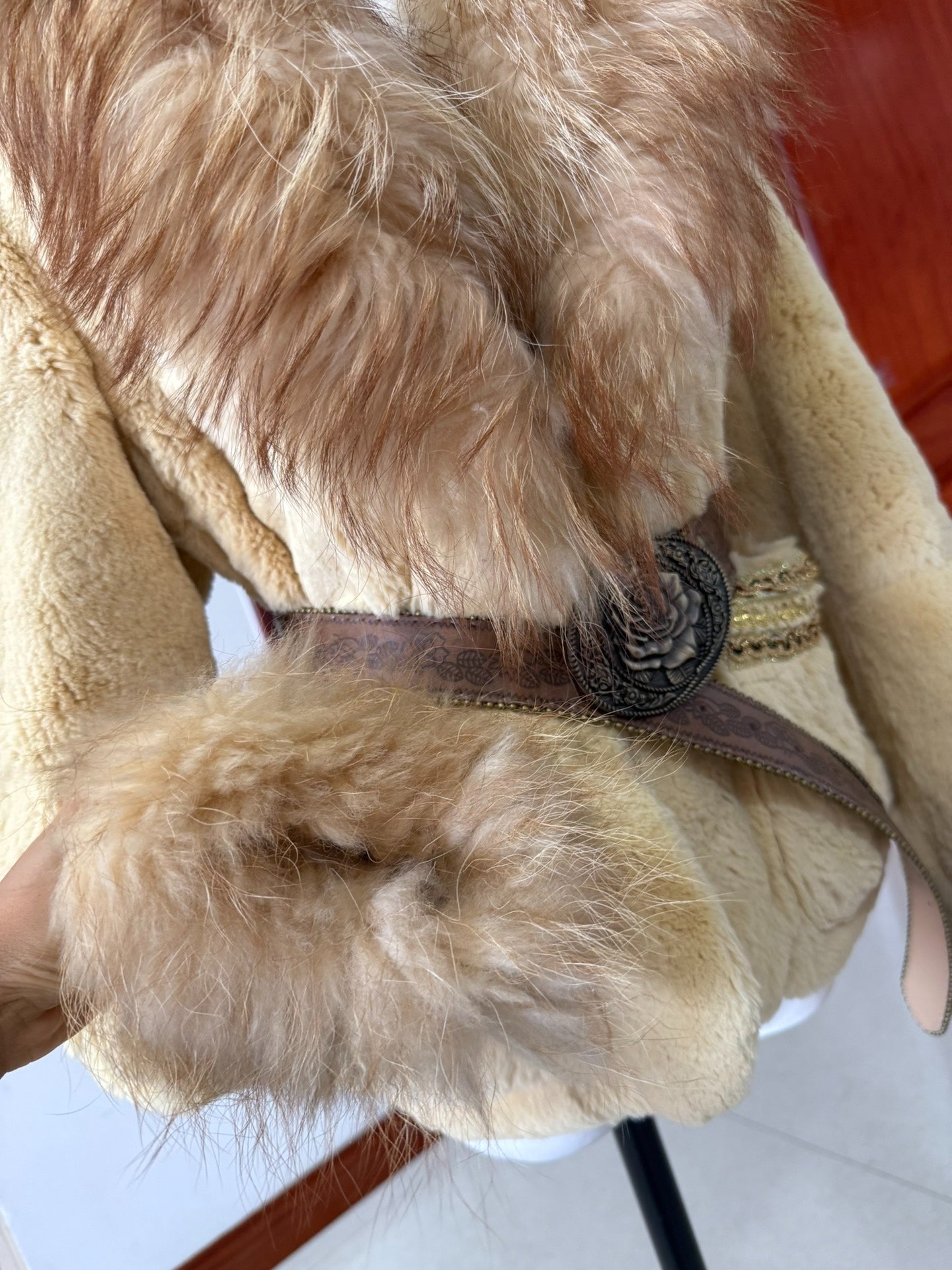 Vintage beige rabbit fur coat