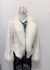 Vintage White Genuine Fur Coat