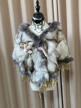 Vintage real fur shawl-style coat