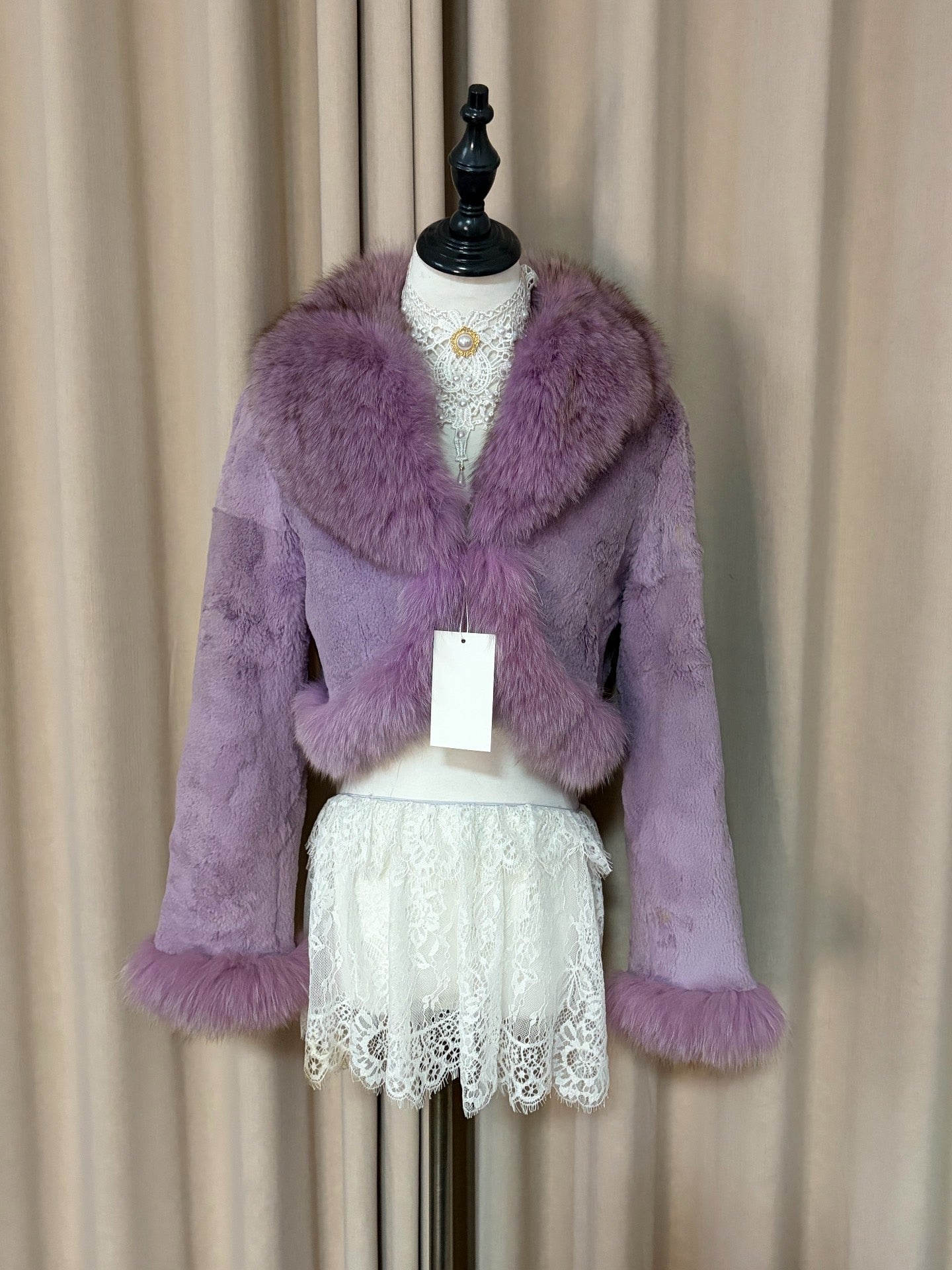 Vintage purple real fur coat