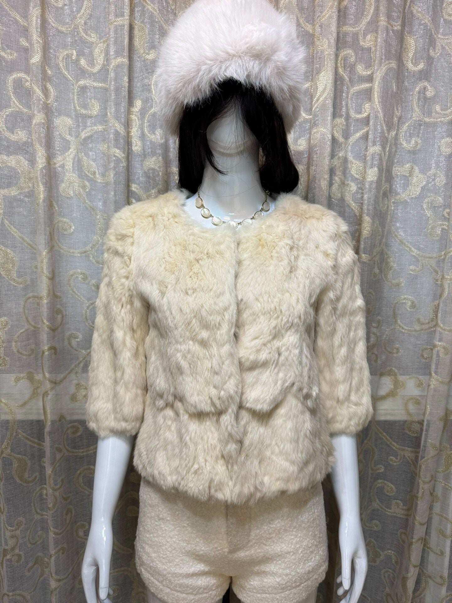Vintage White Genuine Fur Coat