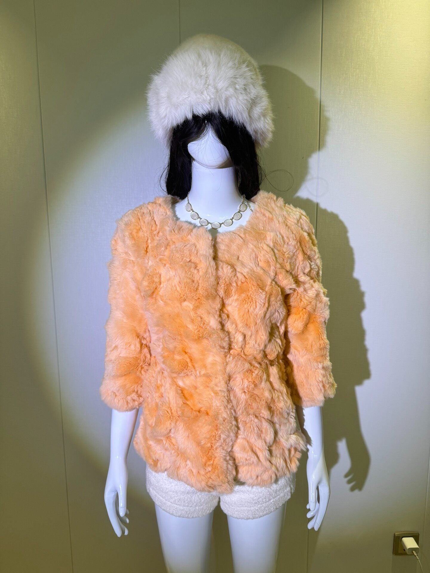 Vintage Orange Genuine Fur Coat
