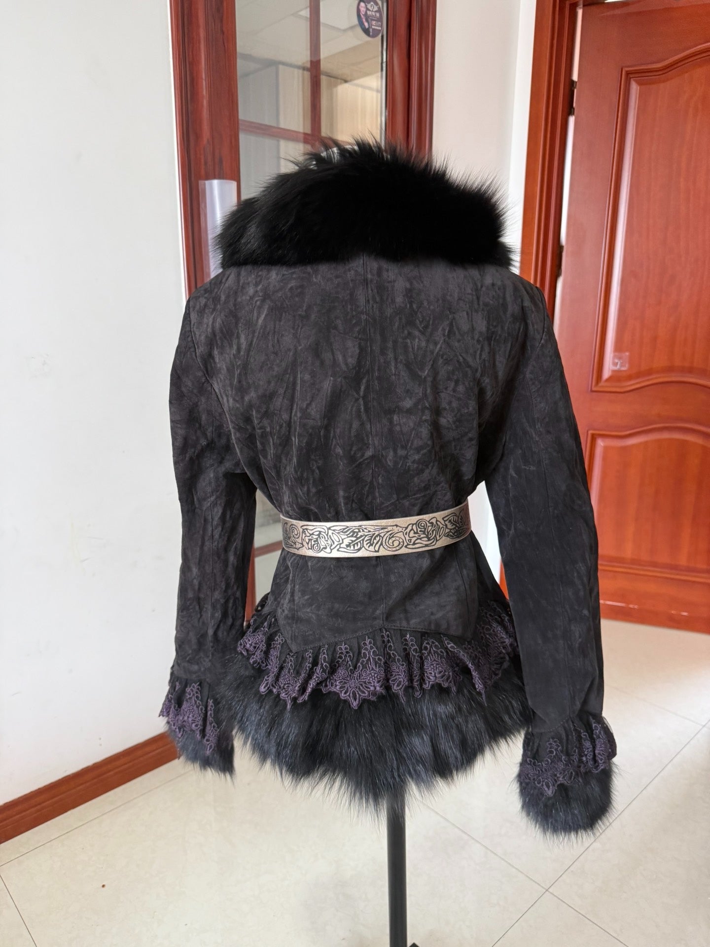 Vintage black genuine fur coat