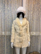 Vintage off-white genuine fur coat