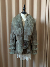 Vintage grey-blue ombre fox fur coat