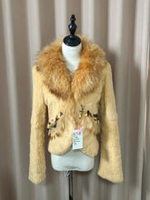 Vintage creamy-yellow genuine fur coat
