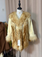 Vintage creamy-white genuine fur coat