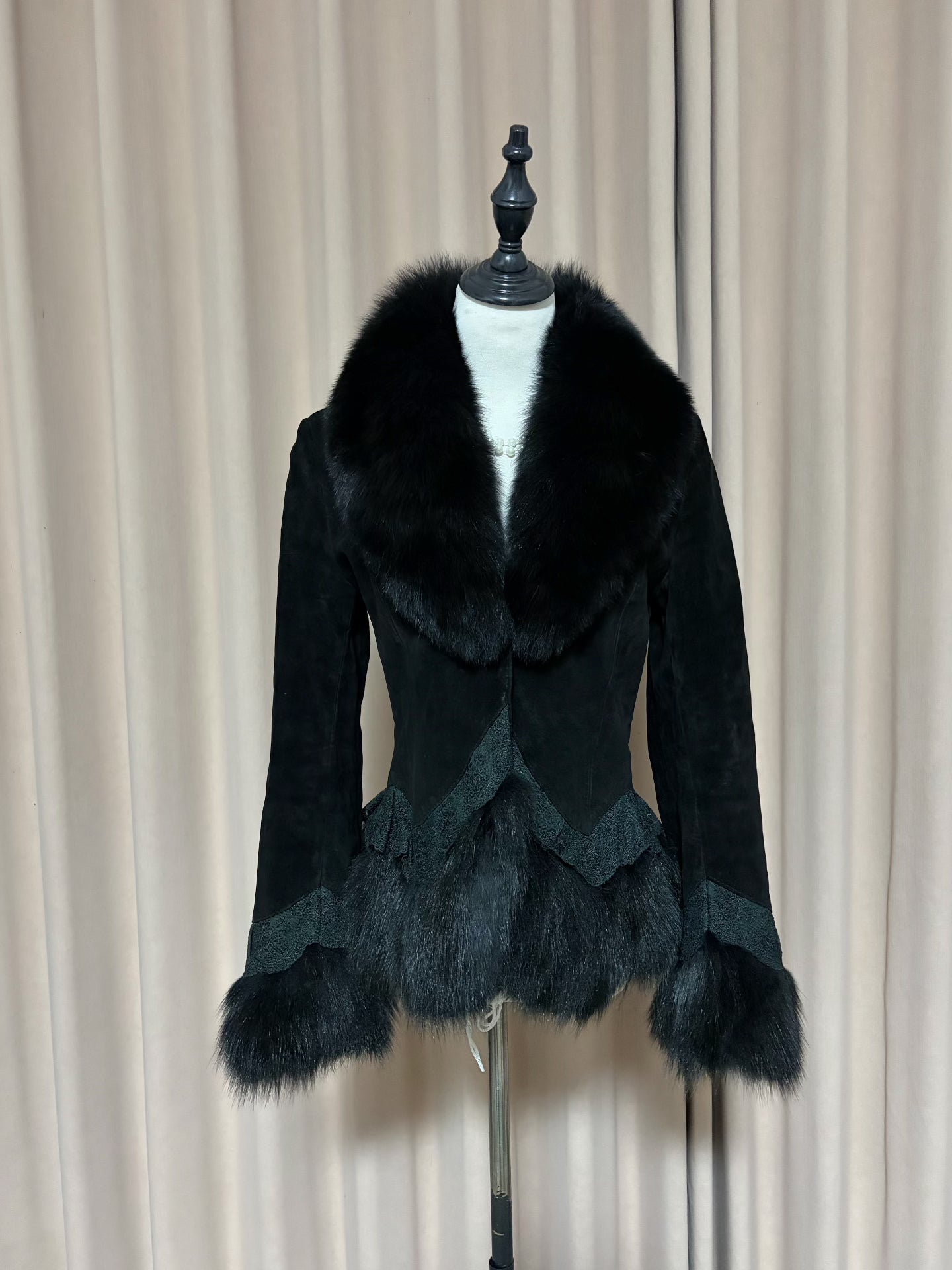 Vintage black genuine fur coat