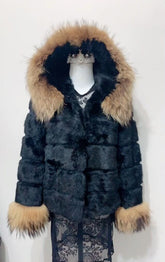 Vintage Black Genuine Fur Coat