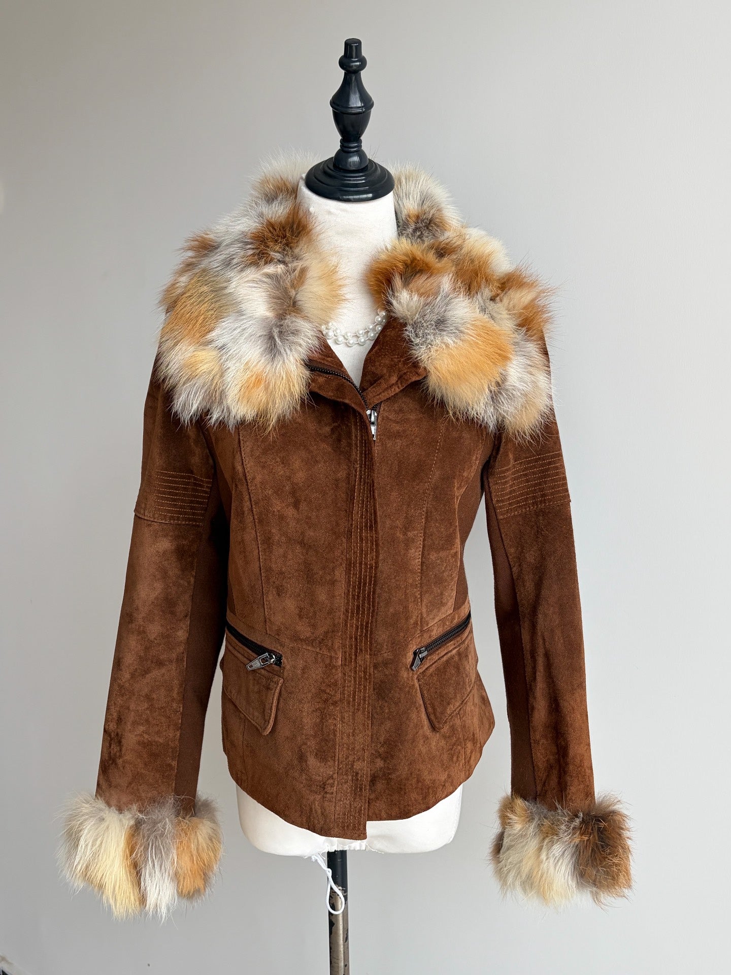 Vintage brown silver fox fur coat