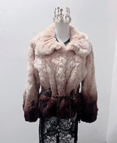 Vintage pinkish-brown genuine fur coat