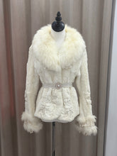 Vintage white genuine fur coat