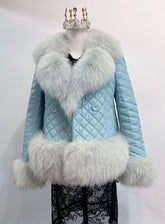 Vintage Blue Genuine Fur Coat
