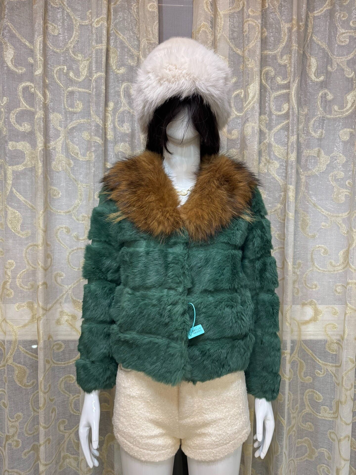 Vintage Dark Green Genuine Fur Coat