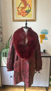 Vintage genuine leather long coat