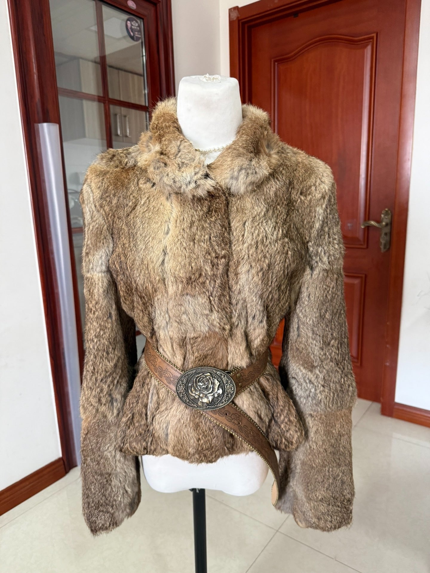 Vintage genuine rabbit fur coat