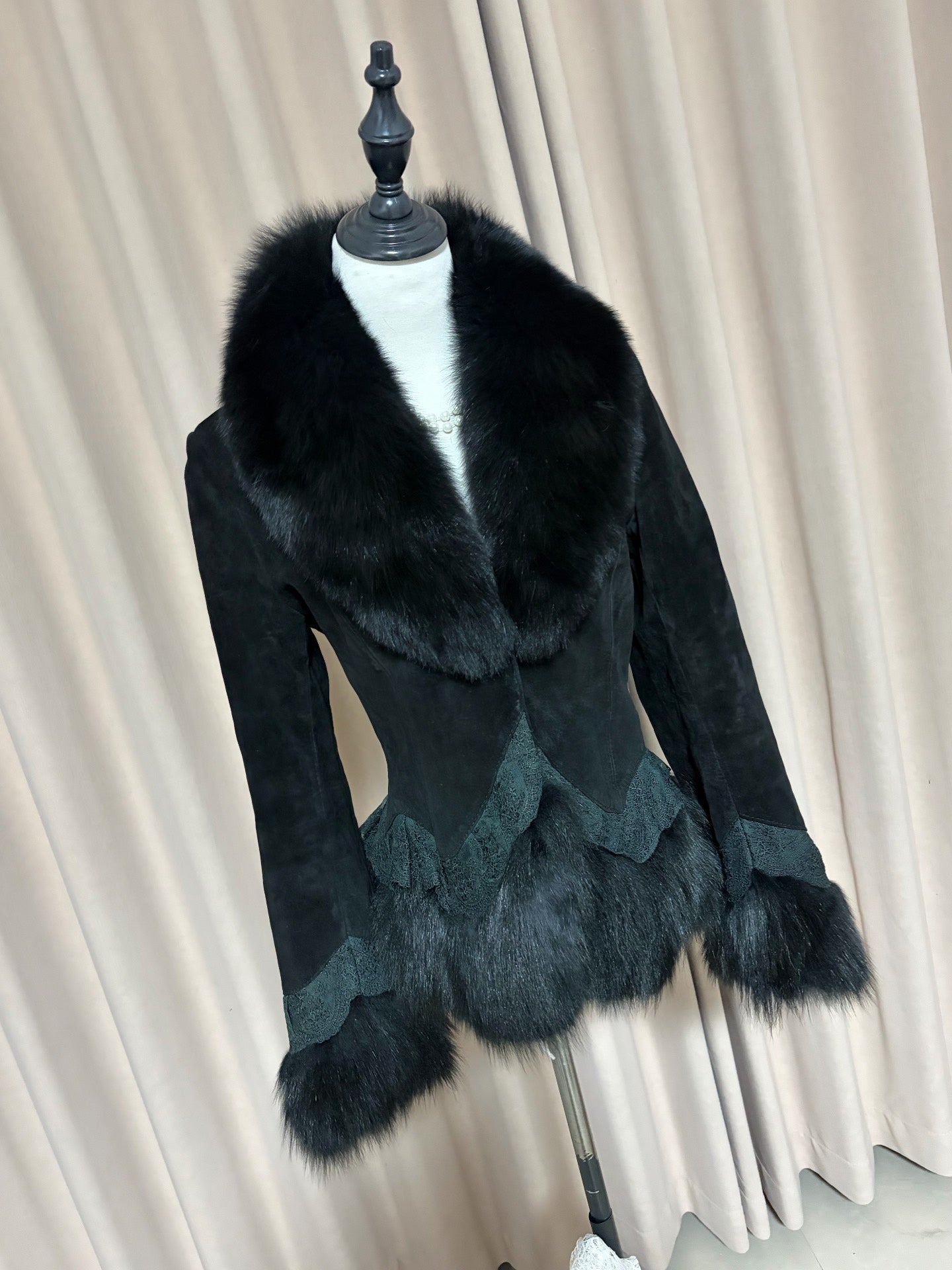 Vintage black genuine fur coat