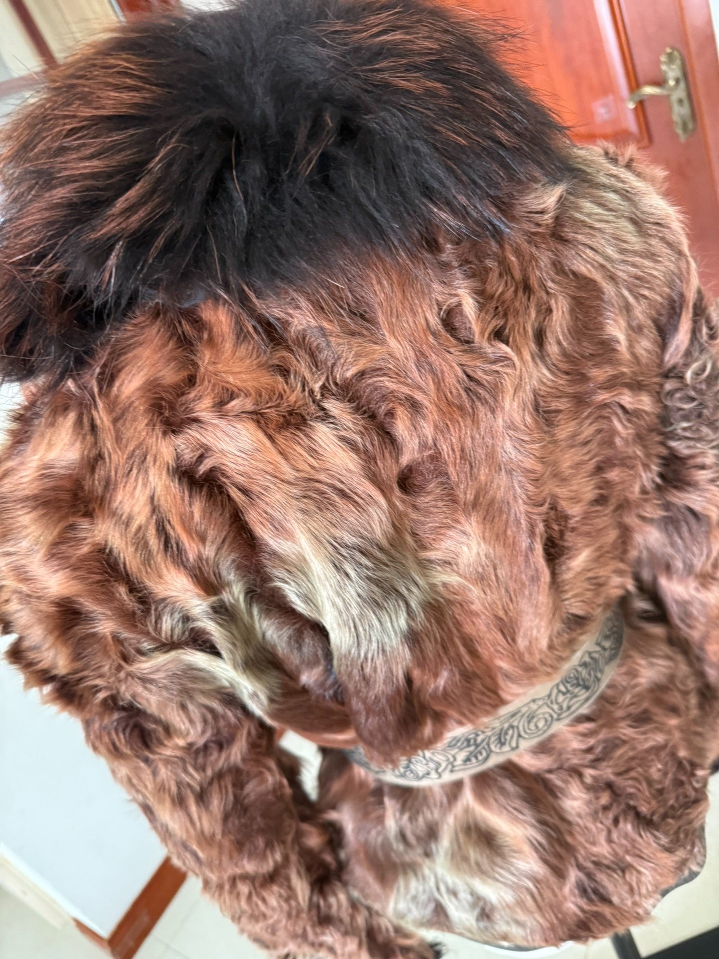 Vintage brown wool and fur coat