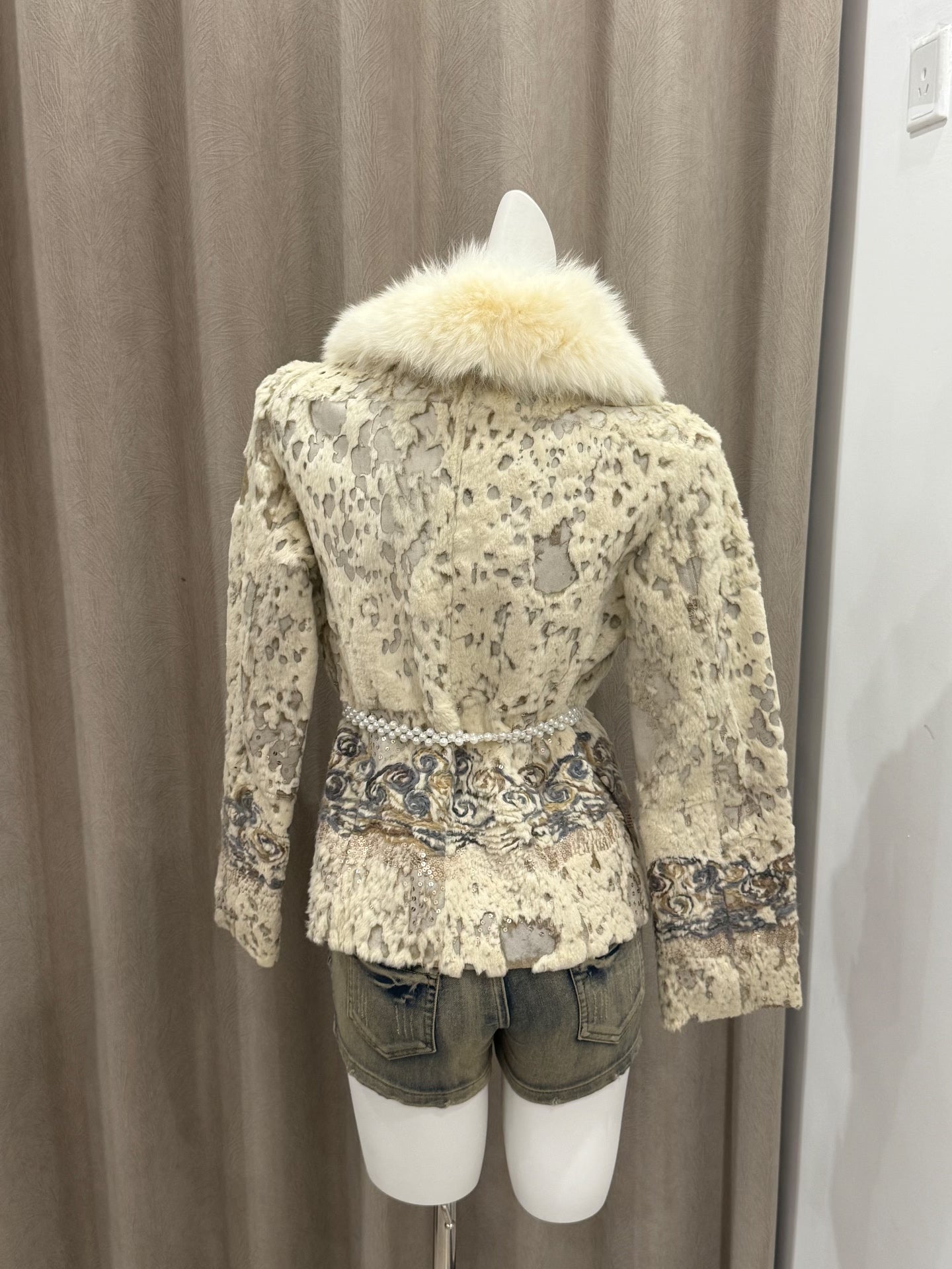 Vintage genuine leather and fur jacket
