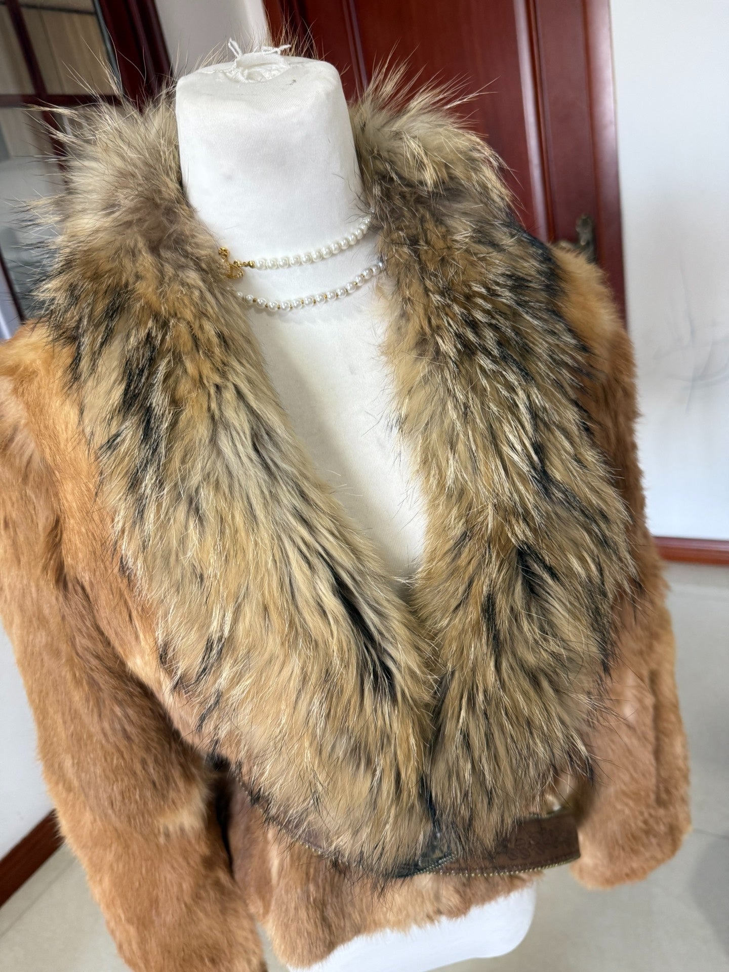 Vintage fur coat with fox fur collar