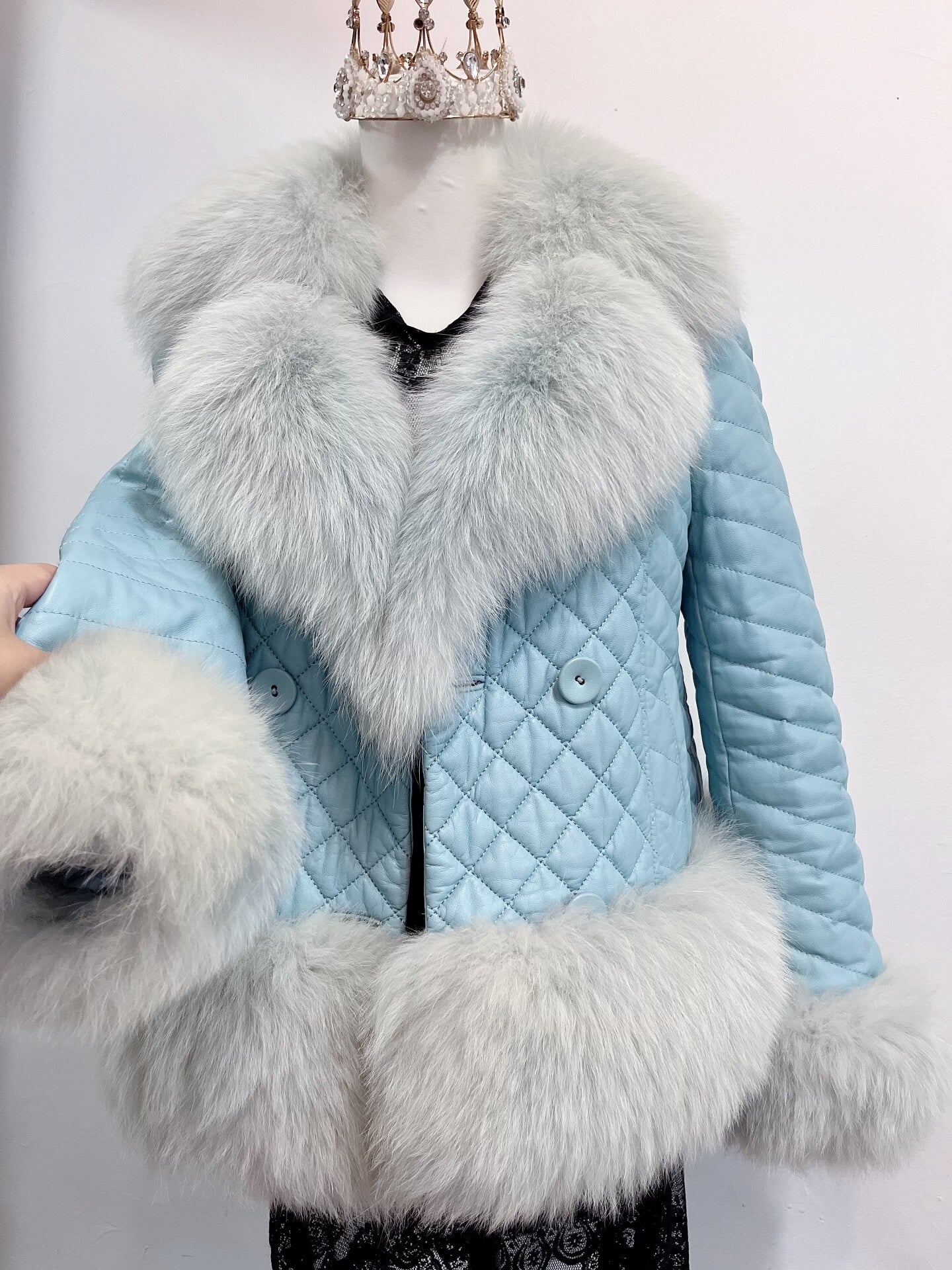 Vintage Blue Genuine Fur Coat