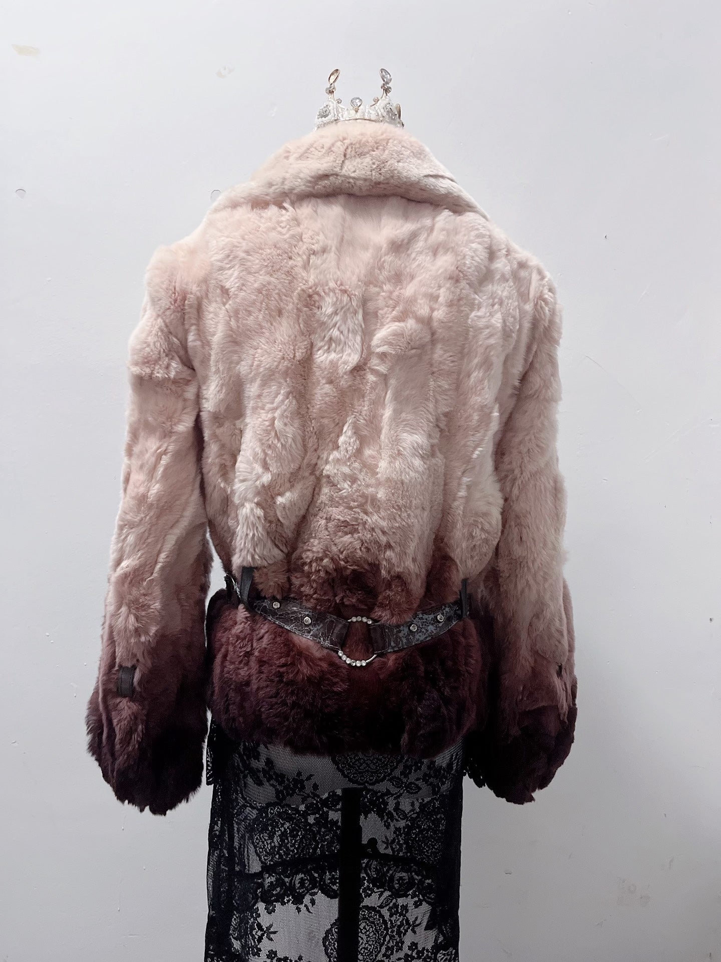 Vintage pinkish-brown genuine fur coat