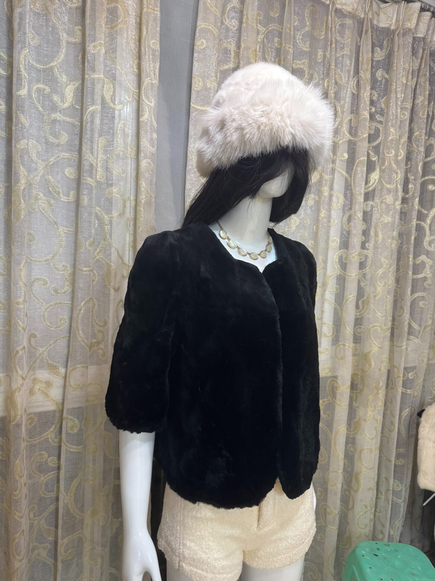 Vintage Black Genuine Fur Coat
